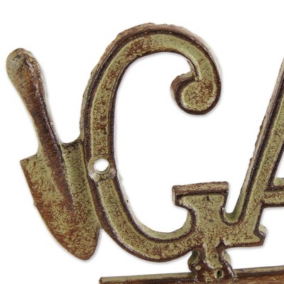 Rustic Brown Cast Iron Garden Wall Hook Rack