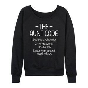 Women's - Instant Message - The Aunt Code Lightweight French Terry Wide Neck Long Sleeve Graphic Shirt - 1 of 4