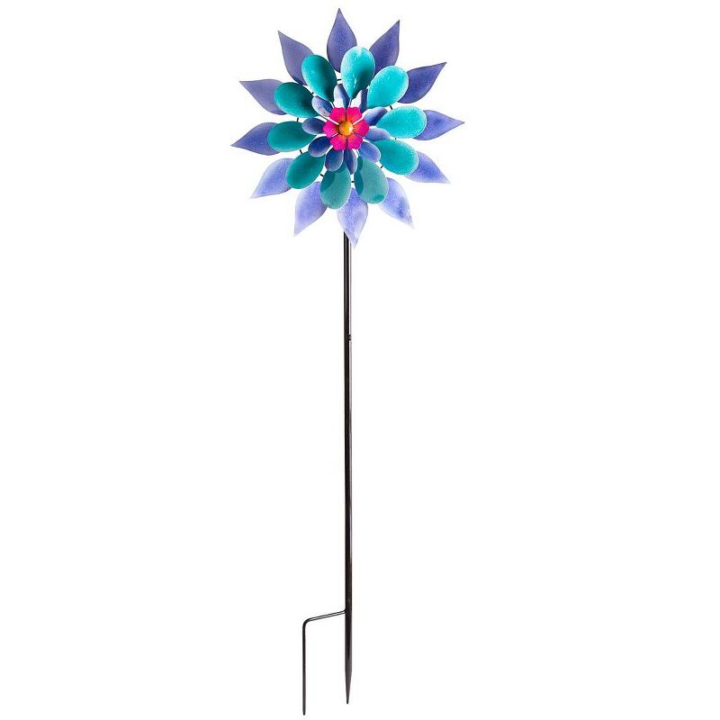 Wind & Weather Purple and Blue Flower Wind Spinner, 1 of 2