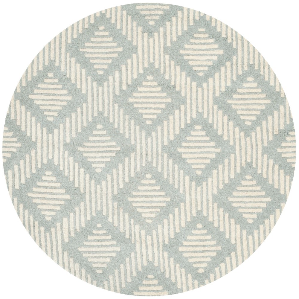  Round Becky Geometric Tufted Accent Rug Gray/Ivory Round