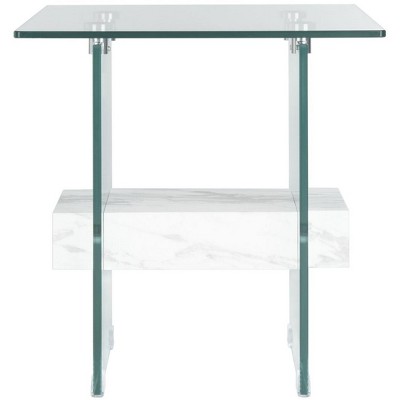 glass/faux white marble shelf