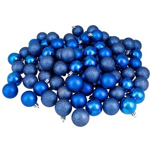 Northlight 96ct Shatterproof 4-Finish Christmas Ball Ornament Set 1.5" - Blue - 1 of 2