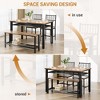 Dining Table Set for 4, 4 Pieces Dining Table Set for Home, Table and Bench wth Storage Rack, Dinner Table Set with Metal Frame - 4 of 4
