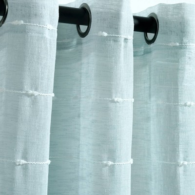 Blue Sheer Polyester Grommet Window Curtain Panels, Set of 2