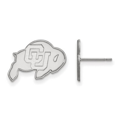 Black Bow Jewelry 14k White Gold Colorado Buffalos NCAA Post Earrings