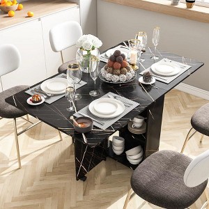 Warmounts Modern Drop Leaf Folding Rectangle Dining Table with Storage For 2 to 6 People - 1 of 4