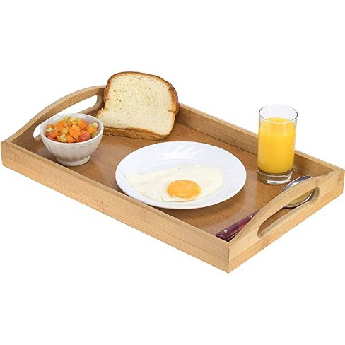 Bamboo Serving Tray With Handles - Serving Platters Great For Tea