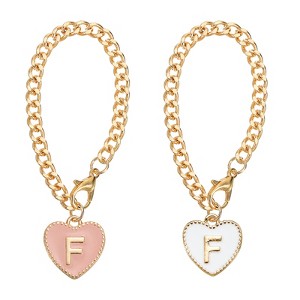 Unique Bargains Letter Heart Shape Identification Accessories Pink & White 2 Pcs - 1 of 4