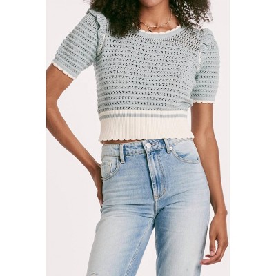 Women's Neve Top Pale Sage Stripe - Another Love