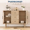 GarveeHome 47" Sideboard Buffet Cabinet with 2 Fluted Glass Doors & 3 Drawers, Modern Farmhouse Accent Coffee Bar with Adjustable Shelves - 4 of 4
