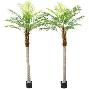 2Pcs Fake Palm Trees, 6.9ft Artificial Palm Tree Tropical Tree in Plastic Pot Decorative House Plants for Living Room Office - 1 of 4