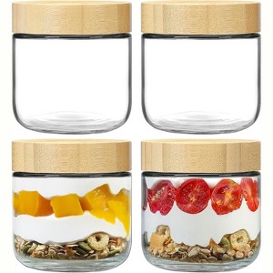 4-pack 10oz Glass jars with Airtight Lids, Overnight Oats Containers , Wide mouth Mason Salad jars, Food Storage Containers for Snacks Yogurt Spice - 1 of 4
