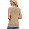 Women's Checkered Knit Round Neck Short Sleeve Top Lightweight and Stylish Summer Sweater T-Shirt - 2 of 4