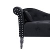 Beautyolove 60.6" Velvet Chaise Lounge Buttons Tufted Nailhead Trimmed Solid Wood Legs with 1 Pillow,Black - 4 of 4