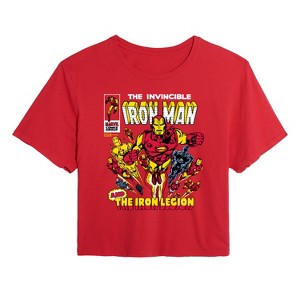Women's - Marvel - Iron Man Comic Book Cover Cropped Graphic T-Shirt - 1 of 4