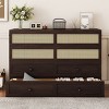 Queen Size Vintage Murphy Bed with Storage Drawer, Solid Pine Wood Cabinet Bed with Rattan Decoration for Guest Room-Baofuwish - 3 of 4