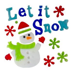 Northlight 22-Piece Red and Blue “Let it Snow” Gel Christmas Window Clings - 1 of 2