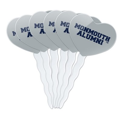 Monmouth University Official Hawks Alumn Heart Love Cupcake Picks Toppers Decoration Set of 6
