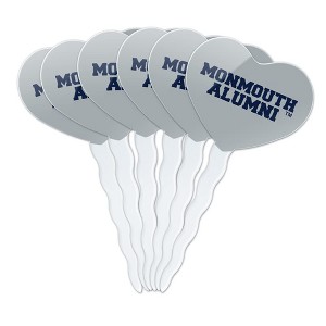 Monmouth University Official Hawks Alumn Heart Love Cupcake Picks Toppers Decoration Set of 6 - 1 of 4