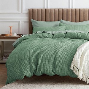 2/3 Pcs Waffle Comforter Set Soft Cotton Bedding Set Premium Cotton Cover with Polyester Fill for All Seasons - 1 of 4