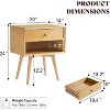 AMERLIFE Solid Wood End Table Set of 2 with Drawer & Open Cubby, Mid-Century Modern Nightstands for Bedroom & Living Room, Fully Assembled - 2 of 4