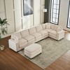 Modern U-Shaped 6-Seat Sectional Sofa with Ottoman & 3 Toss Pillows ¨C Modular Corduroy Couch for Living Room - 2 of 4