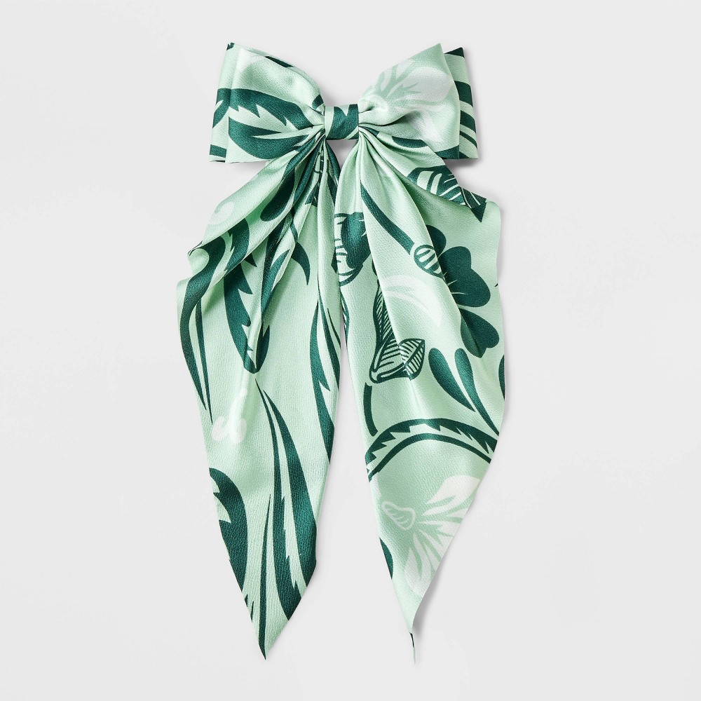 Floral Double Bow Hair Barrette - A New Day™ Aqua Green
