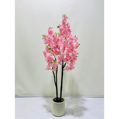 Cherry Blossom Artificial Tree In Nursery Pot, Artificial Cherry Blossom Tree - Realistic Tree Trunk and Flowers