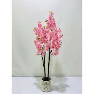 Cherry Blossom Artificial Tree In Nursery Pot, Artificial Cherry Blossom Tree - Realistic Tree Trunk and Flowers - 1 of 1