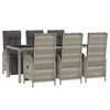 vidaXL Patio Dining Set Wicker Table and Chair with Cushions Gray Poly Rattan - 74.8" Table Length 6x Armchair + Table - 3 of 4