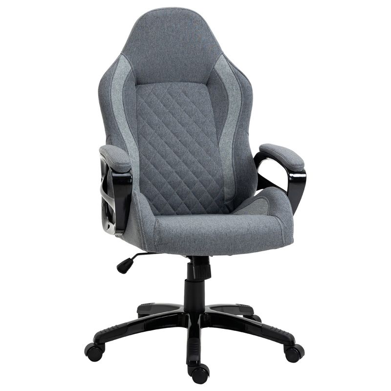 Vinsetto Ergonomic Home Office Chair High Back Task Computer Desk Chair with Padded Armrests, Linen Fabric, Swivel Wheels, and Adjustable Height, gray, 1 of 9