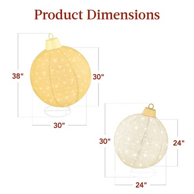 Gold and White LED Lighted Outdoor Ornament Set