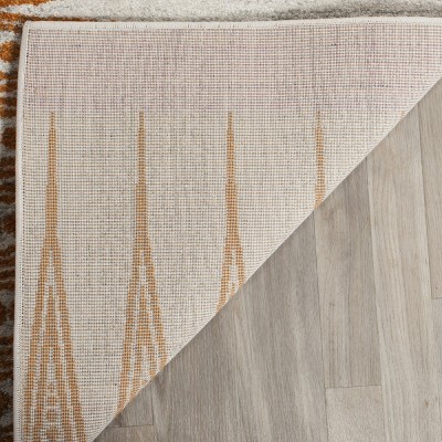 Ivory and Burnt Orange Bohemian Wool Area Rug