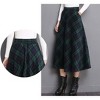 Women's Wool Plaid A-Line Skirt - Winter Warm Elastic Waist Pleated Long Skirt Green2 - 4 of 4