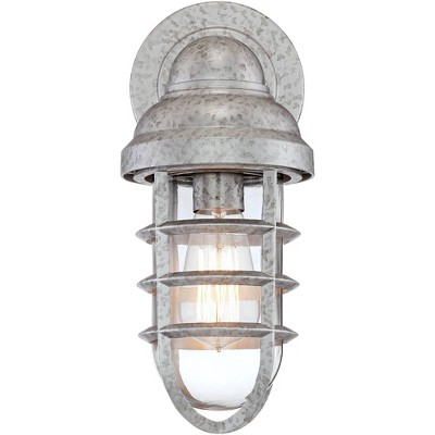 Marlowe Galvanized Steel Cage Frame Outdoor Wall Lights Set of 2