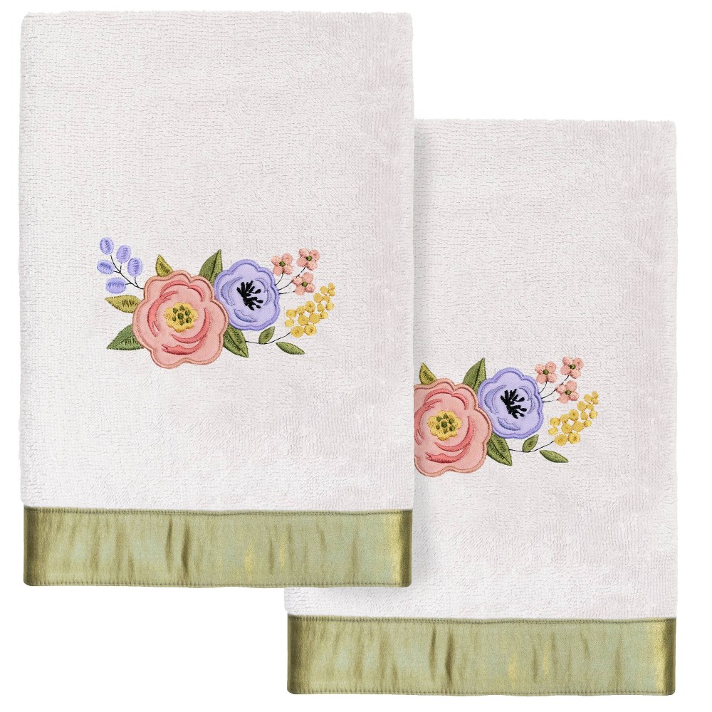 Photos - Towel 2pc Verano Design Embellished Hand  Set Silver - Linum Home Textiles