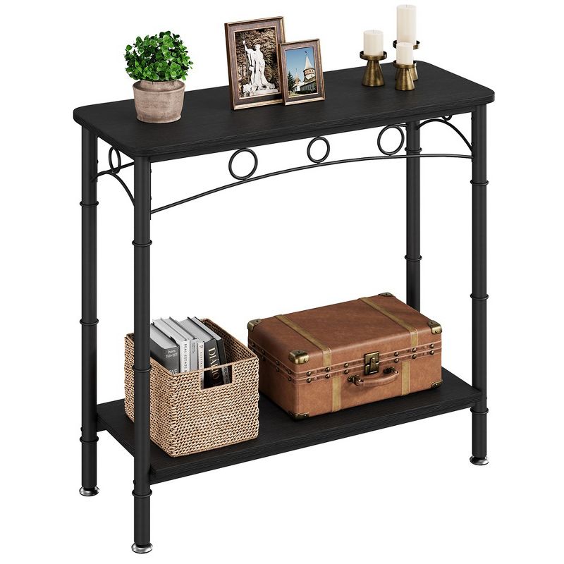 Small Console Table, 31.5" L x 11.8" W x 31.8" H Sofa Table with Storage, 2 Tier Behind Couch Table for Living Room, Entryway, Hallway, Foyer - Black, 1 of 8