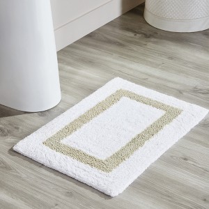 Hotel Bath Rug 100% Premium Cotton Tufted Weave Two Tone Reversible Bathroom Rug, Super Soft Absorbent, Machine Washable Bath Mat - 1 of 4