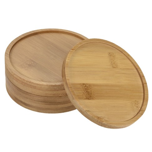 Unique Bargains Indoors Bamboo Round Plant Pot Saucers Flower Drip Tray ...