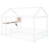 TIRAMISUBEST Twin/Full Size Metal Bed House Bed with Desk, Shelves and Power Outlets, House Floor Bed Montessori Bed with USB Ports and Roof Design - 3 of 4