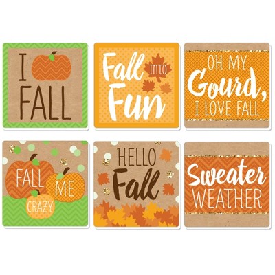 Big Dot of Happiness Pumpkin Patch - Funny Fall, Halloween or Thanksgiving Party Decorations - Drink Coasters - Set of 6
