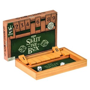 Schylling Shut the Box Game, Dice Board Game for Math Skills, Wooden Box - 1 of 2