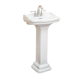 Fine Fixtures Pedestal Sink For Bathroom - Vitreous China Ceramic Small Pedestal Sink - 1 of 3