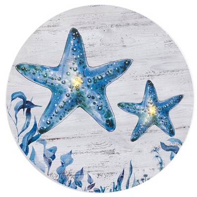 Blue Starfish LED Canvas Wall Art with Ocean Theme