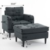 Upholstered Armchair and Storage Ottoman Set, Single Sofa with Cup Holders and Tufted Detailing, 4L-ModernLuxe - 4 of 4