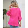 Womens Shirt Round Neck Puff Sleeve Tops 2025 Summer Loose Balloon Sleeve Work Office Blouse for Women - 2 of 4