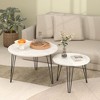 Okak 27.56" Round Coffee Table, Wooden Nesting Table Set of 2 with  Sturdy Metal Legs, Rustic Side End Tables for Living Room Bedroom - 4 of 4