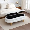 AndMakers White Cotton Oval Ottoman with Storage - 3 of 4