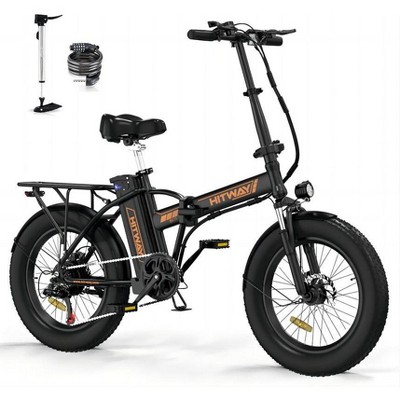 HITWAY BK11M Electric Bike: 20'' x 4 Inch Fat Tires, 750W, 48V 15AH,28-62 Mile Range