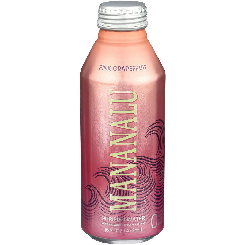 Mananalu Pink Grapefruit Purified Water - Pack of 12 -16 fl oz, 1 of 2